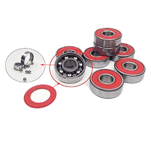 Miniatura 3 de Rodamientos largos del monopatín ABEC-9 608 RS de plata roja (8PCS)