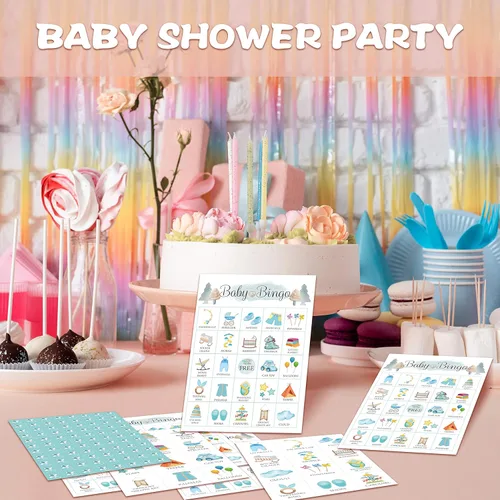 Miniatura 4 de Tarjetas de bingo para bebé, juego azul para baby shower para 24 jugadores, juegos de fiesta de revelación de género para actividades familiares