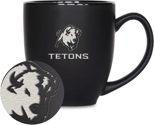 Miniatura 379 de Rico Industries - Taza de cerámica mate negra con grabado láser estándar de 15oz para NCAA (escuelas T & U) - Para bebidas calientes o frías