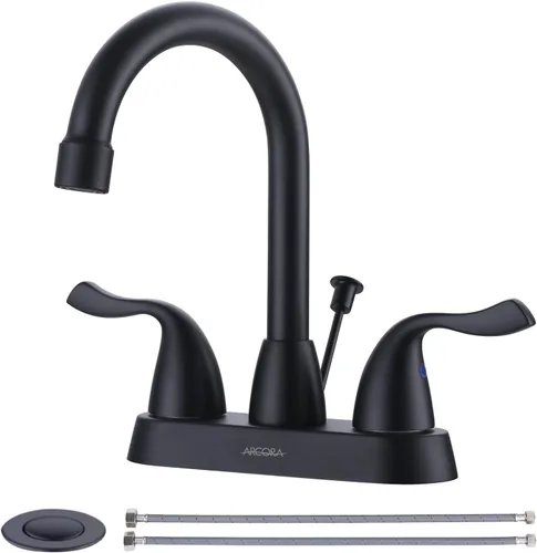 Miniatura 15 de Llave de Lavabo de Baño de 3 Agujeros de Níquel Cepillado, ARCORA - Grifo de Baño de 8 Pulgadas de Extensión, Llave de Baño de 2 Manijas con Drenaje
