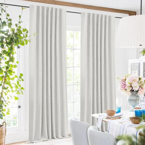 Miniatura 7 de SimpleHome - Cortinas 100% opacas de lino color naranja quemado, de 72 pulgadas de largo, con pestaña trasera de estilo granja para sala de estar