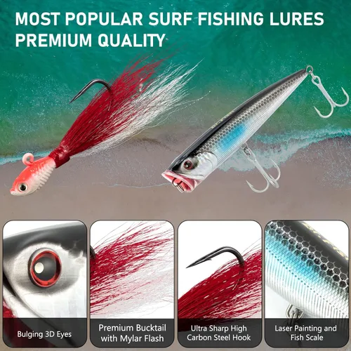 Miniatura 6 de Dr.Fish Combo de Caña de Pescar y Carrete para Surf, Combo de Pesca de Agua Salada, Caña de Surf de 12 pies 8000/9000 Carrete Giratorio 9+1 BB, Kit
