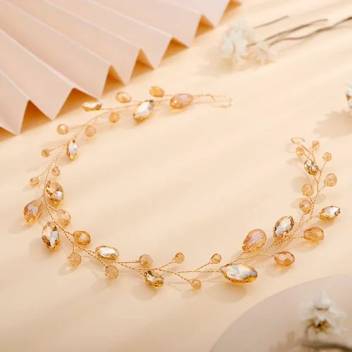 Miniatura 11 de Teyglen Diadema larga de diamantes de imitación para novias, tocados vintage para mujeres, fiestas, bailes, cumpleaños (negro)