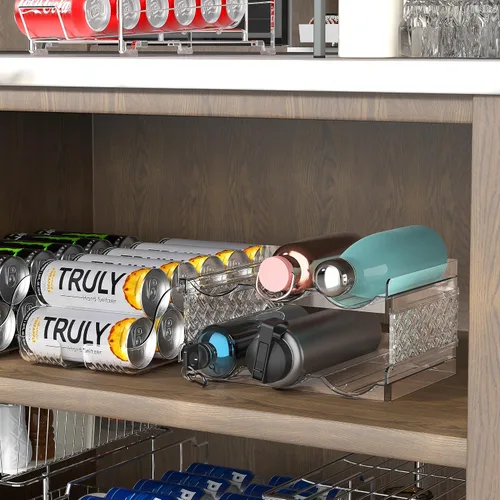 Miniatura 7 de Simple Houseware Organizador apilable de almacenamiento de vasos para botellas de agua de 2 niveles, transparente