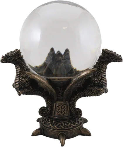 Ebros Gift Arquetipo celta antiguo Leviatán Guardián Trinidad Dragón Meditación Mirando Bola Escultura Scrying Fortune Telling Wicca Dragons