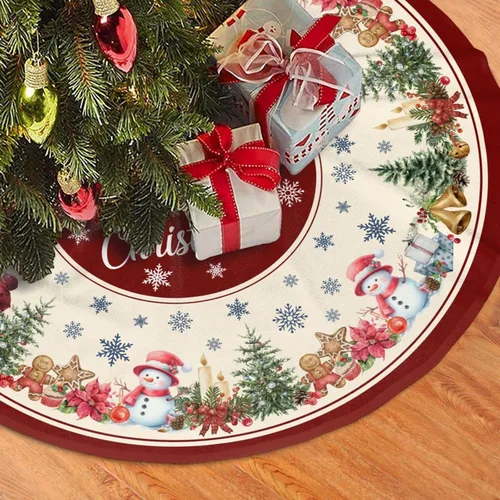 Miniatura 12 de Falda de Árbol de Navidad con Diseño de Dulces en Remolino de 36 Pulgadas, Alfombra de Árbol de Navidad, Decoración de Fiesta Navideña de Invierno 7