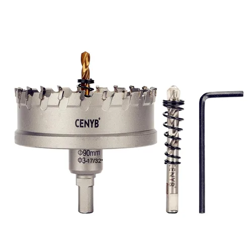 Miniatura 91 de 10 piezas (16-54 mm) Kit de sierra perforadora de carburo TCT para metales duros. Incluye 2 brocas de titanio, 1 broca piloto escalonada y 2 llaves