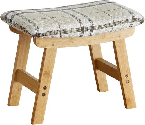 Miniatura 12 de viewcare Reposapiés otomano pequeño, taburete negro - Taburete de pie de madera para sala de estar, dormitorio y cocina