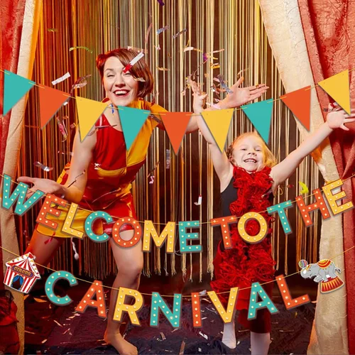 Miniatura 3 de Cartel de bienvenida al carnaval: decoraciones de fiesta temática de carnaval y circo, juegos y pancartas