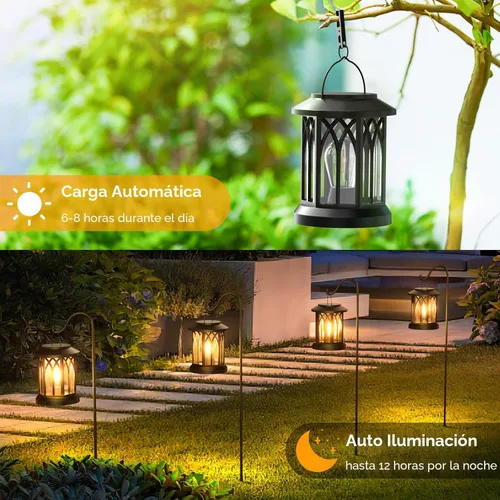 Miniatura 3 de WdtPro Faroles solares colgantes para exteriores, paquete de 2 faroles solares brillantes mejorados, impermeables, con energía solar, luces