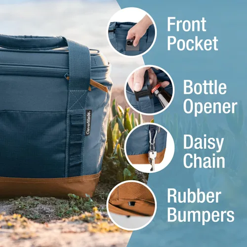 Miniatura 3 de CleverMade Pacifica - Bolsa enfriadora aislada plegable – 18 / 13 Qt, enfriador plegable suave con apertura para botellas, a prueba de fugas