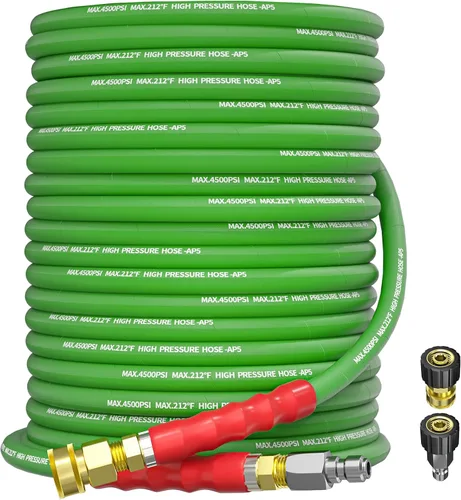 Miniatura 13 de Manguera de lavado a presión de 50 pies y 3/8 pulgadas para agua fría y caliente de 212 °F, con conexión rápida giratoria, alambre de acero trenzado