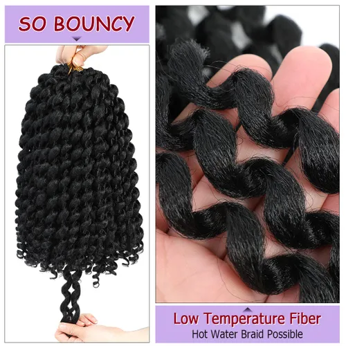 Miniatura 6 de Cabello Jamaicano de ganchillo para mujeres negras, 4 paquetes de 72 raíces, color negro natural, rizos de ganchillo corto preanudado