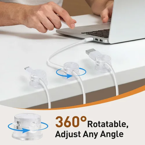 Miniatura 2 de AGPTEK Paquete de 8 clips magnéticos para cables, clips giratorios de 360° actualizados para sujetar cables en mesita de noche, organizador
