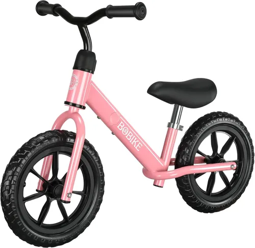 Bobike Toddler Balance Bike Toys for 2 to 5 Year Old Girls Boys Adjustable Seat and Handlebar No-Pedal Training Bike Best Gifts for Kids Rosa