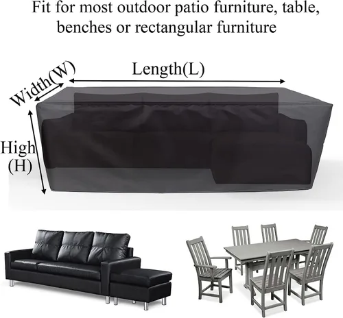 Miniatura 7 de Juego de fundas para muebles de jardín, fundas impermeables para muebles de patio, fundas para muebles de jardín, impermeables, rectangulares