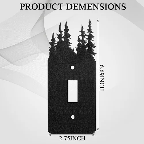 Miniatura 2 de Lothee 6 piezas de placa de metal para interruptor de luz de oso, alce, árbol, montaña, alce, bosque, placa de salida de palanca, cubierta de pared