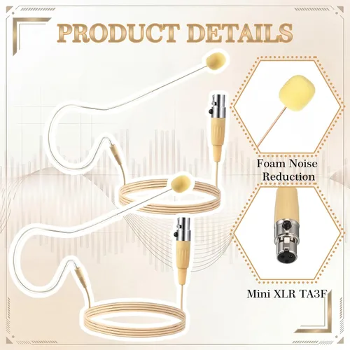 Miniatura 3 de TOODOO 2 unids en la parte trasera del oído auricular eléctrico micrófono mini XLR 3 Pin Ta3f Plug Mic sobre el auricular de la oreja micrófono