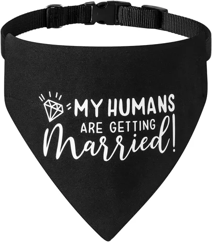Miniatura 17 de El mejor collar de bandana de boda para perro, bandana de compromiso ajustable para mascotas con hebilla de liberación rápida y anillo en D