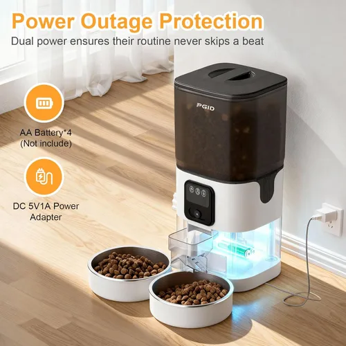 Miniatura 5 de Comedero automático para mascotas de 7L con cámara gran angular HD de 1080P, función WiFi inteligente, control por aplicación, función de visión