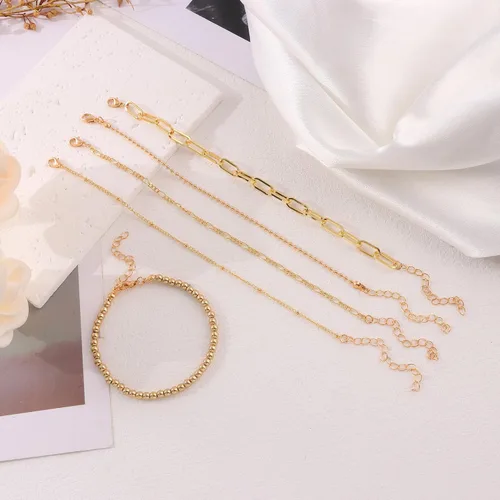 Miniatura 7 de WAINIS Juego de 23 pulseras de cadena de oro para mujer, de moda, chapadas en oro de 14 quilates, pulseras de clip de eslabones de eslabones