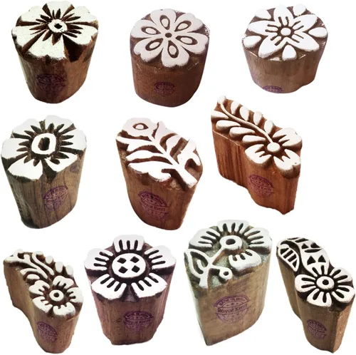 Miniatura 19 de Sellos de impresión de arcilla Arty Crafty pequeños bloques de madera con forma floral (juego de 10) Htag2101