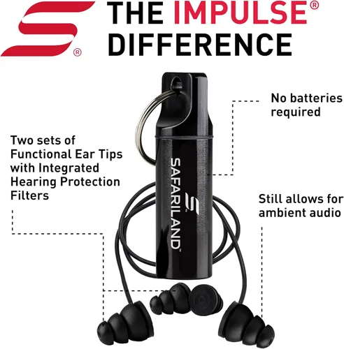 Miniatura 3 de Safariland Pro Impulse Plus Hearing Protection, in Ear Earplugs with Keychain Storage Case – for Firing Range, Shooting and Hunting