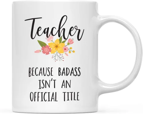 Miniatura 39 de Andaz Press Taza de café de 11 onzas, regalo de broma, tía porque Badass no es un título oficial, gráfico floral, 1 paquete