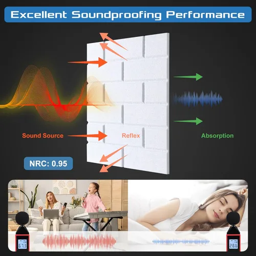 Miniatura 3 de Paquete de 18 paneles acústicos de pared, paneles de espuma absorbentes de sonido de 12 x 12 pulgadas, paneles de pared autoadhesivos con reducción
