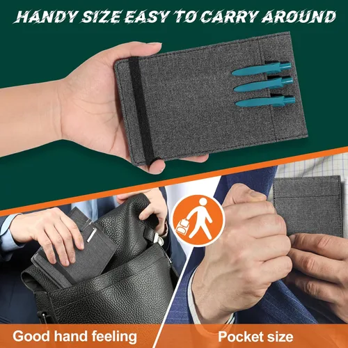 Miniatura 7 de Funda para Cuaderno para Rocketbook Mini y Field Notes con Espiral Superior (3.5"x5.5") - Estuche Resistente al Agua con Soporte para Bolígrafo