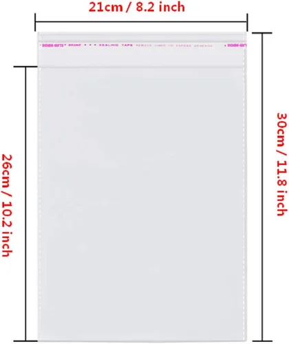 Miniatura 2 de 100 bolsas de celofán transparente autosellantes de 8 x 10 pulgadas, bolsas de plástico resellables para ropa, perfectas para empaquetar ropa