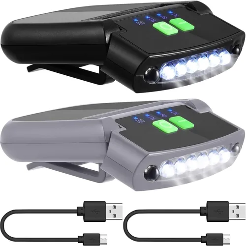 Miniatura 18 de Mudder Linterna LED con clip para gorra USB recargable, linterna impermeable ultra brillante para sombrero, linterna de cabeza para pesca