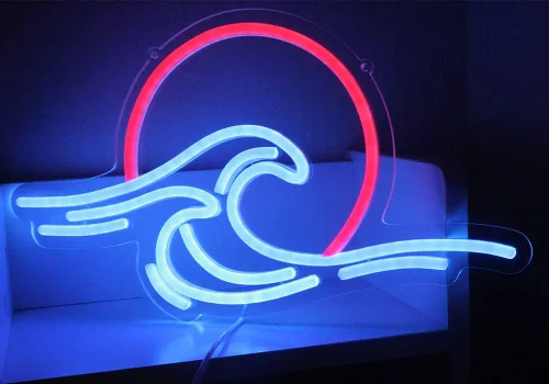Miniatura 5 de Letrero de neón LED con diseño de puesta de sol y salida del sol, para decoración de pared, surf, océano, decoración de dormitorio, sala de estar
