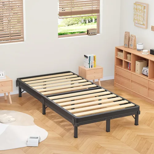 Miniatura 2 de MAF Bastidor de cama de metal individual de 8 pulgadas, base de cama de soporte de 9 patas, marco de cama individual para somier y colchón, base