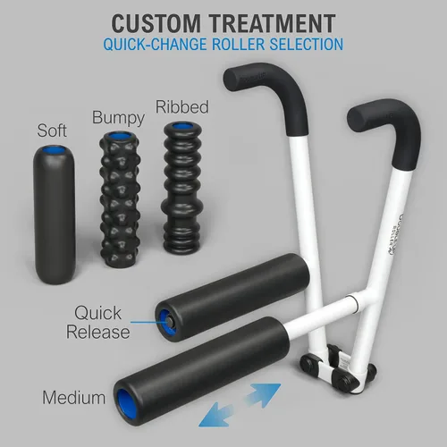 Miniatura 7 de DoubleUP Kit de rendimiento de rodillos - Blanco - Masajeador muscular con control de presión de palanca y rodillos de cambio rápido