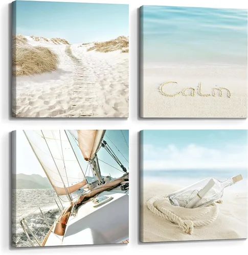 Miniatura 7 de the stream design Lienzo decorativo para pared de playa oceánica: imagen costera impresión de paisaje marino de verano, obra de arte relajante