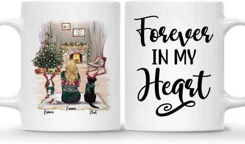 Miniatura 8 de Gossby Taza de café de Navidad personalizada con diseño de perro y mamá, regalo de Navidad personalizado para mujeres con nombre, taza de cerámica