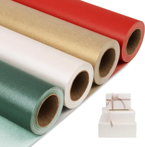 Miniatura 22 de NESCCI Papel de regalo mate, papel de brillo perlado de color sólido, 3 rollos, 17 pulgadas x 32.8 pies por rollo. Papel de regalo perfecto