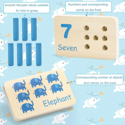 Miniatura 3 de Tablero de clavijas de madera para contar matemáticas, juguetes de conteo de números, actividades de aprendizaje, juguetes educativos Montessori