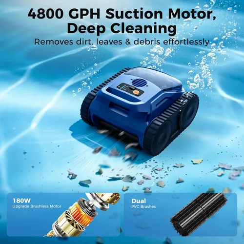 Miniatura 4 de Limpiador robótico inalámbrico para piscinas, aspiradora robótica automática para piscinas enterradas, limpieza de robot de piscina de spa de hasta