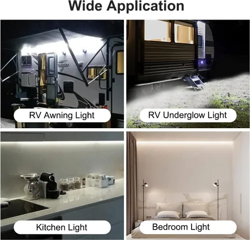 Miniatura 4 de TEKSHINNY Kit de Luces LED Underglow para RV, Tira de Luces LED para Toldo de RV de 12V 16.4 Pies, Iluminación Exterior Impermeable para Parte Blanco