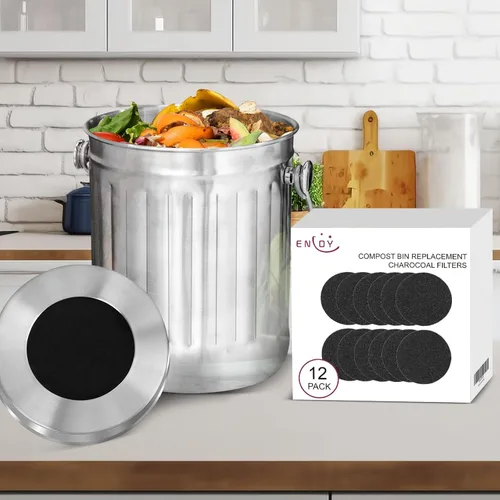 Miniatura 7 de ENLOY - Filtros de compostaje de cocina de 6.5 pulgadas de repuesto de carbón, paquete de 12 filtros de carbón para cubeta de encimera y hogar