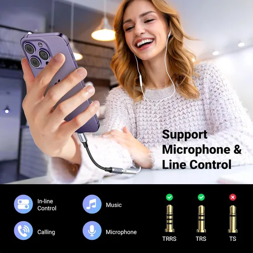 Miniatura 2 de Adaptador de auriculares UGREEN para iPhone, conector Lightning a 3.5mm, certificado Apple MFi, conector de audio auxiliar Lightning, dongle Gris
