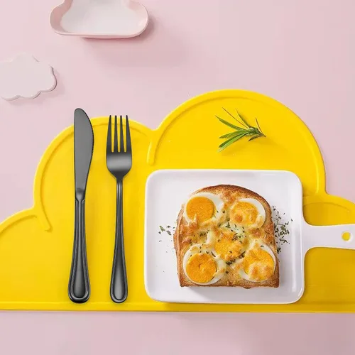 Miniatura 5 de LIANYU Juego de cubiertos negros de 12 piezas para niños pequeños, de acero inoxidable, para 4 personas, incluye cuchillo y tenedor, cuchara
