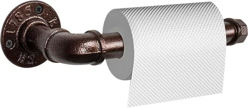 Miniatura 8 de NearMoon Portarrollos de papel higiénico de tubo industrial, resistente para baño, sala de estar y cocina, estilo rústico vintage de hierro a prueba