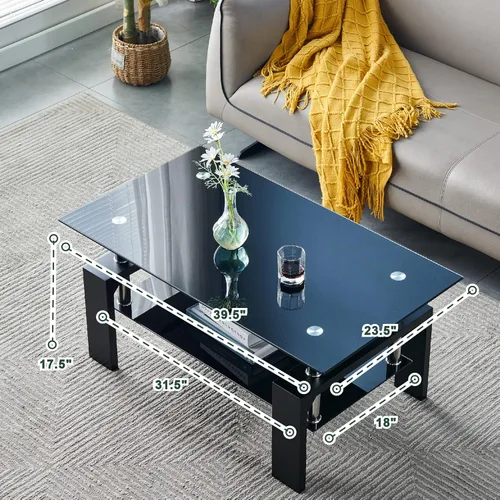 Miniatura 2 de Btrpily Mesa de centro rectangular para sala de estar, mesa de té adecuada para sala de espera, mesa auxiliar moderna con patas de madera, mesa