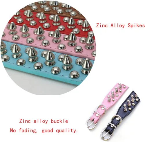 Miniatura 3 de Collar de perro con púas para perros grandes, a prueba de mordidas, collar de púas para perros y gatos, de cuero PU con tachuelas y remaches