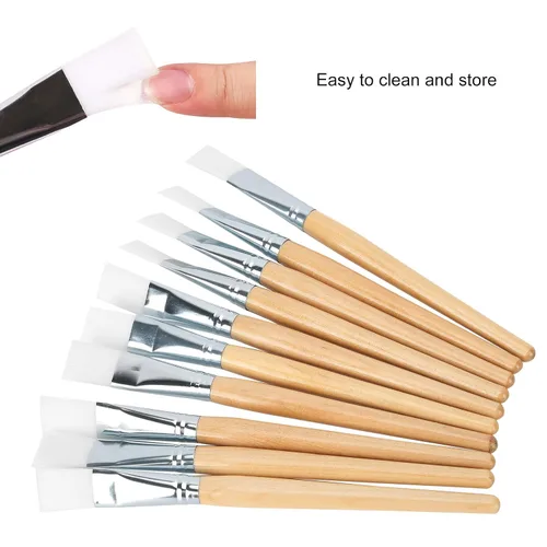 Miniatura 3 de 10 cepillos de máscara facial, aplicador de lodo de pelo suave, herramienta de cuidado de la piel DIY con mango de madera
