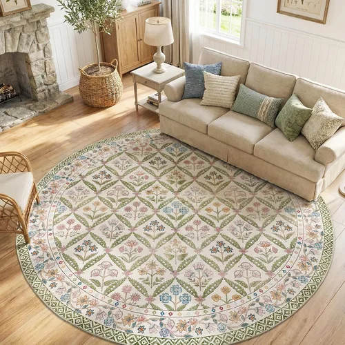 Miniatura 17 de jinchan Haden - Alfombra de entrada de 2 x 3 pulgadas, diseño floral vintage, lavable, suave, antideslizante, de pelo bajo, para puerta, cocina