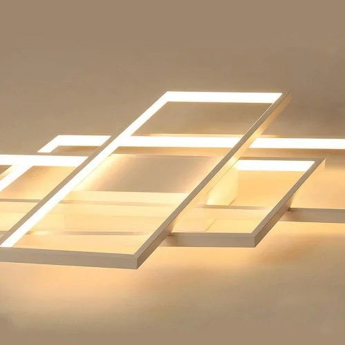 Miniatura 6 de OUKANING Lámpara de techo LED moderna de 43 pulgadas, lámpara geométrica de montaje empotrado, lámpara de 3 colores con control remoto, lámpara